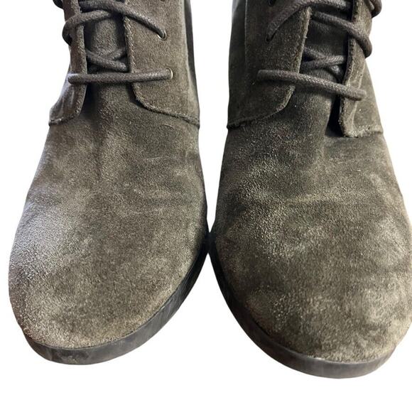 Franco Sarto Weston Gray Suede Leather Wedge Ankle Booties Boots Shoes sz 8.5 - Picture 7 of 16